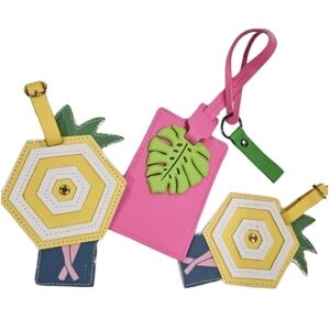 NEW Colorful Set Of 3 Luggage Tags with Pineapple and Leaf Designs